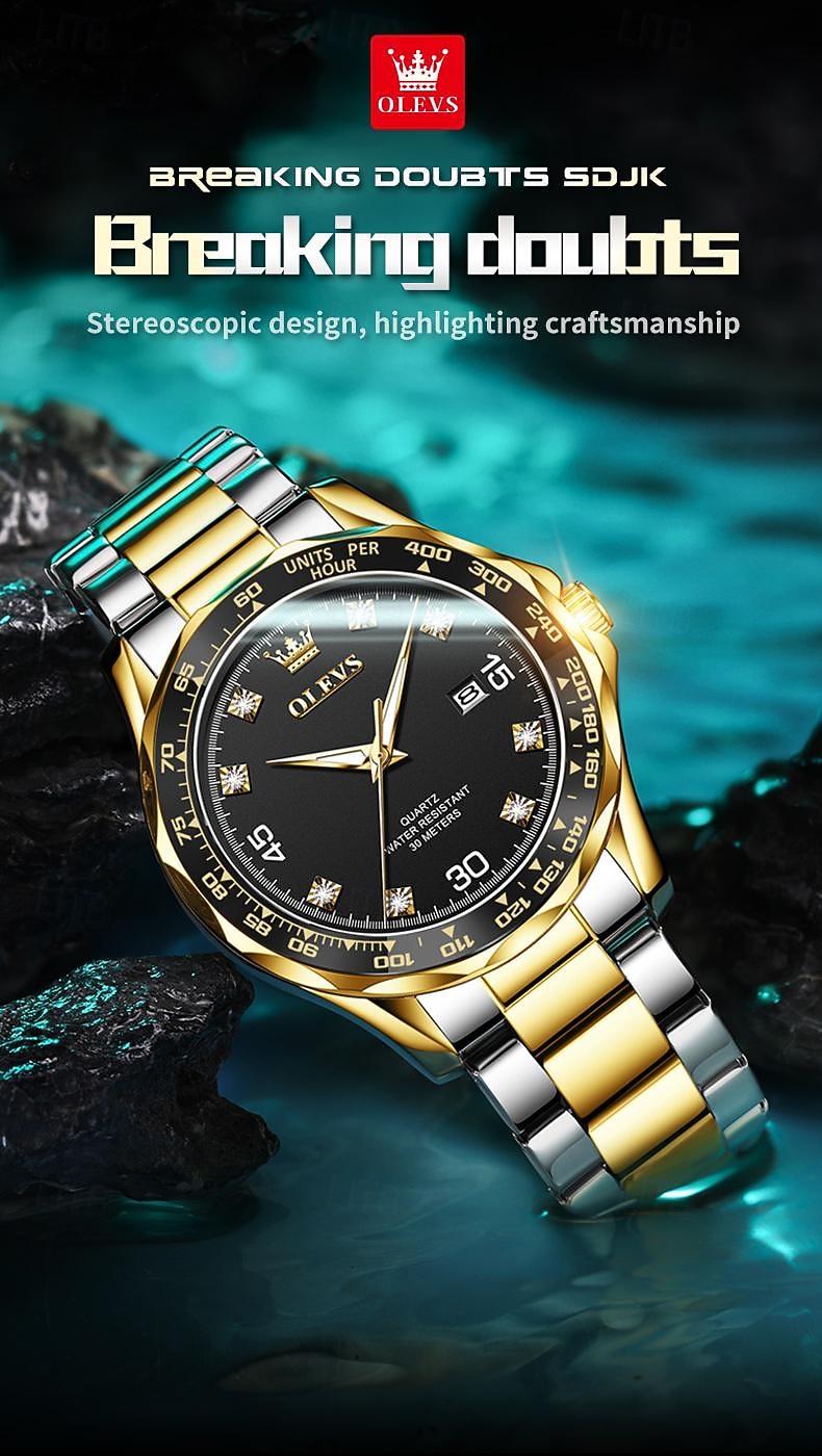 OLEVS Men Quartz Watch Minimalist Fashion Casual Wristwatch Luminous Calendar Waterproof Steel Watch 2026 - $34.99 –P11