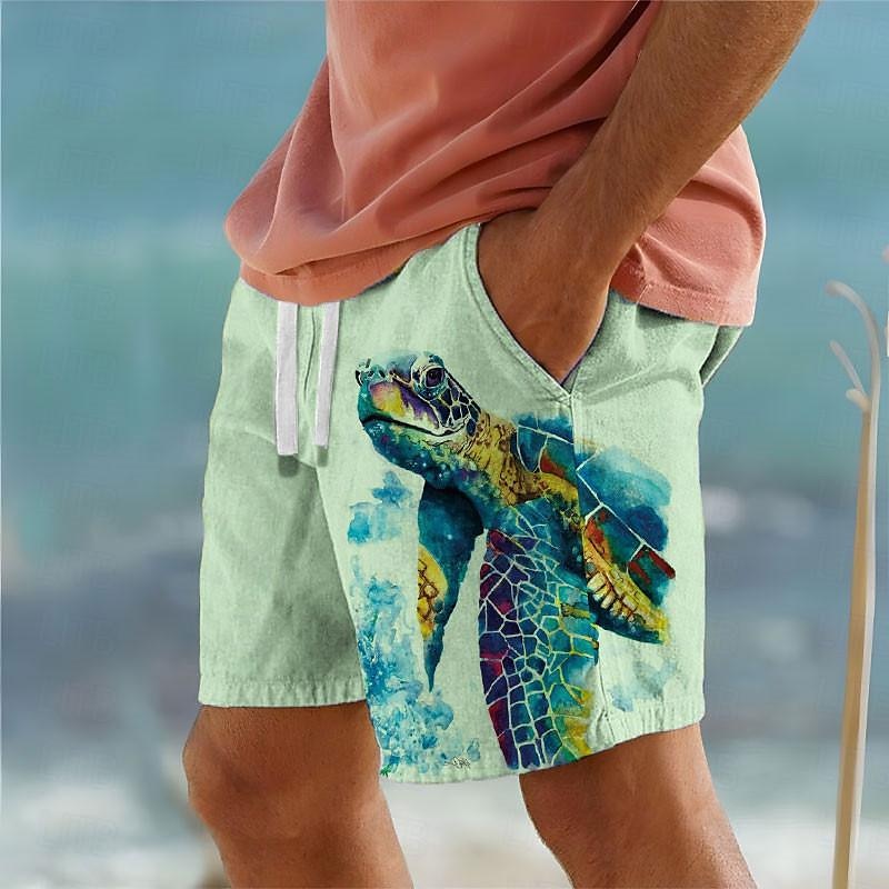 Herren Tiermotiv Schildkröte Meeresleben Badehosen Badeshorts Boardshorts Mittlere Taille Urlaub Hawaiianisch Lässig Urlaub Ferien Strand Kordelzug mit Mesh-Futter Elastischer Bund Designer Bekleidung 2025 - $19.99 –P1