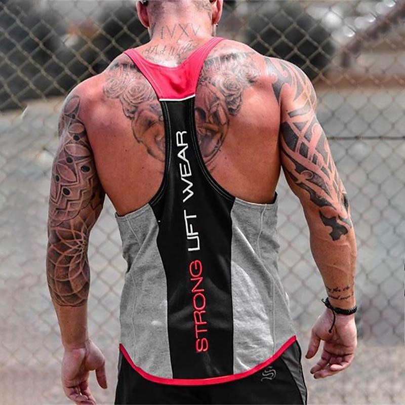 Herren Tank Top Weste Unterhemd Ärmelloses Shirt Ärmellos U-Ausschnitt Sommer Farbblock Mode Designer Basic Urlaub Straße Ausgehen Schwarz Weiß Rot Top T-Shirt für Herren 2025 - $18.49 –P1