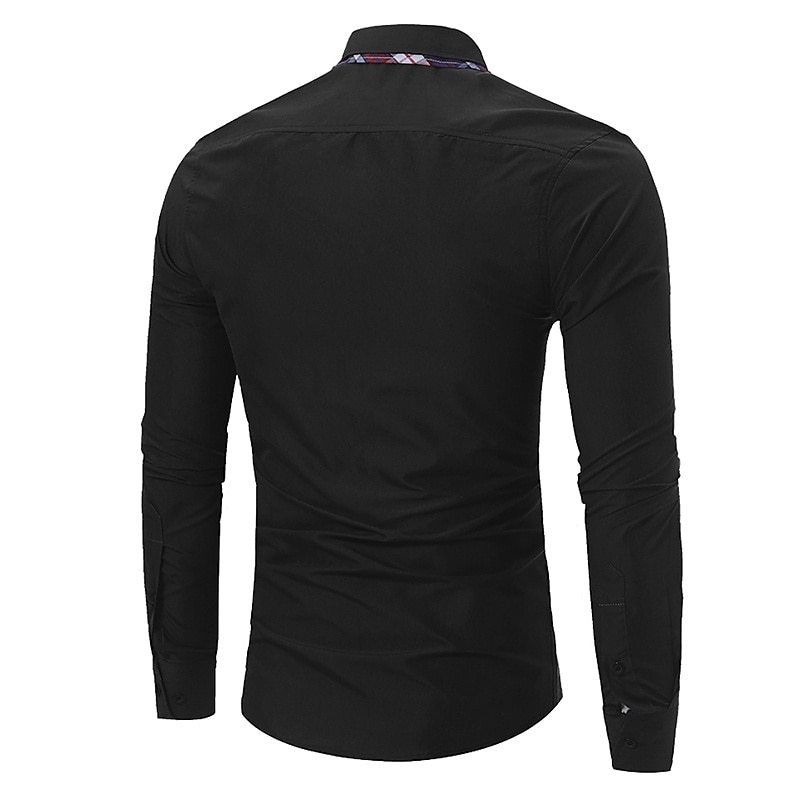 Herren Oberhemd Knopfhemd Schwarz Weiß Wein Langarm Farbblock Umlegekragen Frühling & Herbst Hochzeit Täglich Bekleidung Hemden mit Kragen 2025 - $16.49 –P2