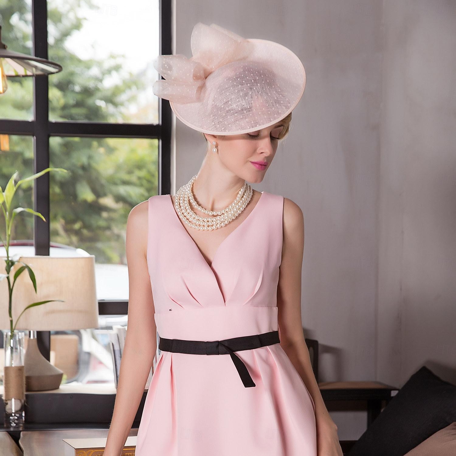 hatter sinamay tallerken lue topp hatt sinamay hatt bryllup teselskap elegant bryllup med bowknot hodeplagg hodeplagg 2026 - $45.99 –P9