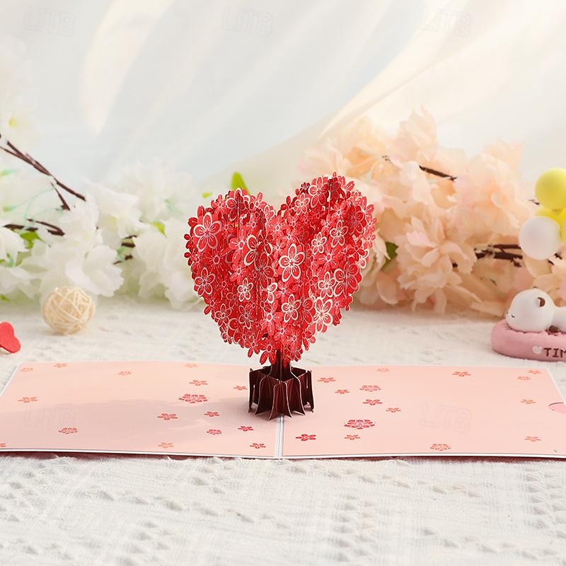 3D vyskakovací přání ke dni svatého Valentýna, design stromu s třešňovým květem, papírové vyřezávané přání ke Dni matek, požehnání a děkovné zprávy 2025 - $7.99 –P2