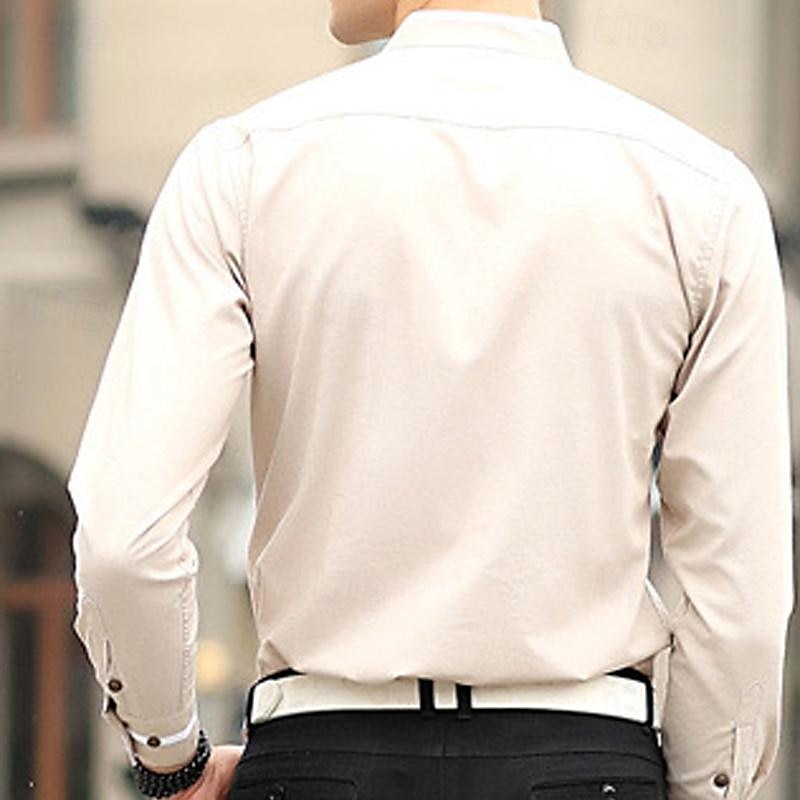 Per uomo Camicia Camicia con colletto cinese Camicia con colletto alla coreana Camicia elegante Camicia con Bottoni Semplice Matrimonio Feste Rosa Blu Azzurro cielo Grigio scuro Manica Lunga Colletto del 2025 a $30.99 –P10