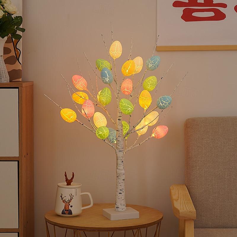 Easter Decorations White Birch Tree with 24 Pcs Easter Egg Ornaments 24 Warm White LED Lights Easter Egg Tree Centerpiece for Table Spring Home Wedding Birthday Indoor 2025 - $30.99 –P2