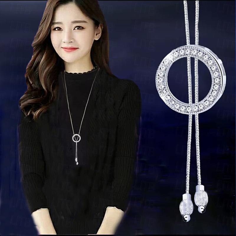 koreansk versjon av høst og vinter krystall genser kjede kjede engros high-end kvinners lang kjede allsidig dusk perle anheng med tilbehør 2025 - $16.99 –P7