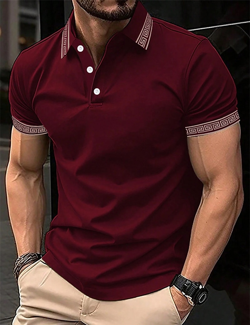 Herren Poloshirt Polos mit Knöpfen Casual Sport Kargen Kurzarm Modisch Basic Farbblock Patchwork Sommer Regular Fit Schwarz Armeegrün Burgunderrot Marinenblau Beige Poloshirt 2025 - $17.99 –P11