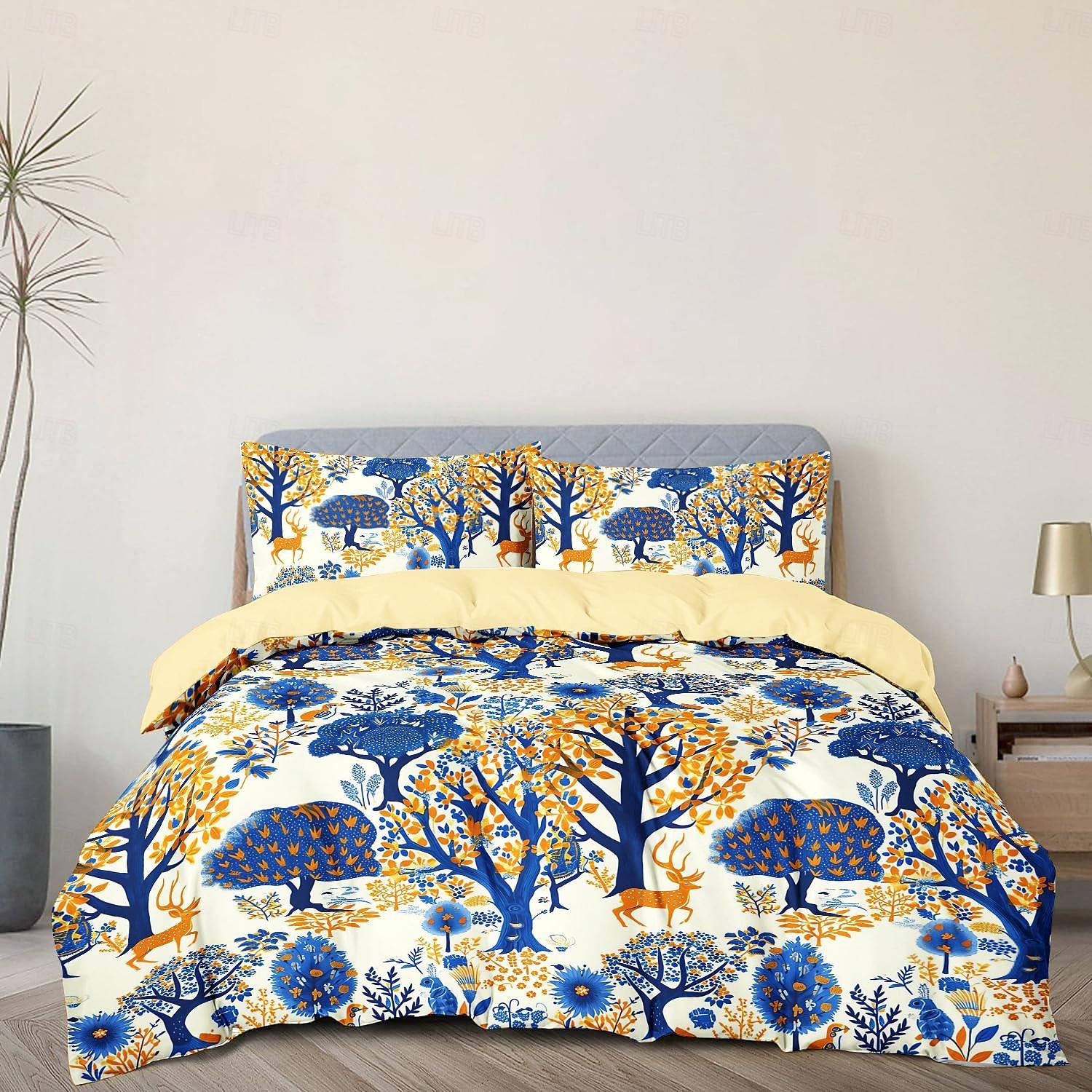 100% Cotton Duvet Cover Set Tree Pattern Set Soft 3-Piece Luxury Bedding Set Home Decor Gift King Queen Duvet Cover 2025 - $37.99 –P6