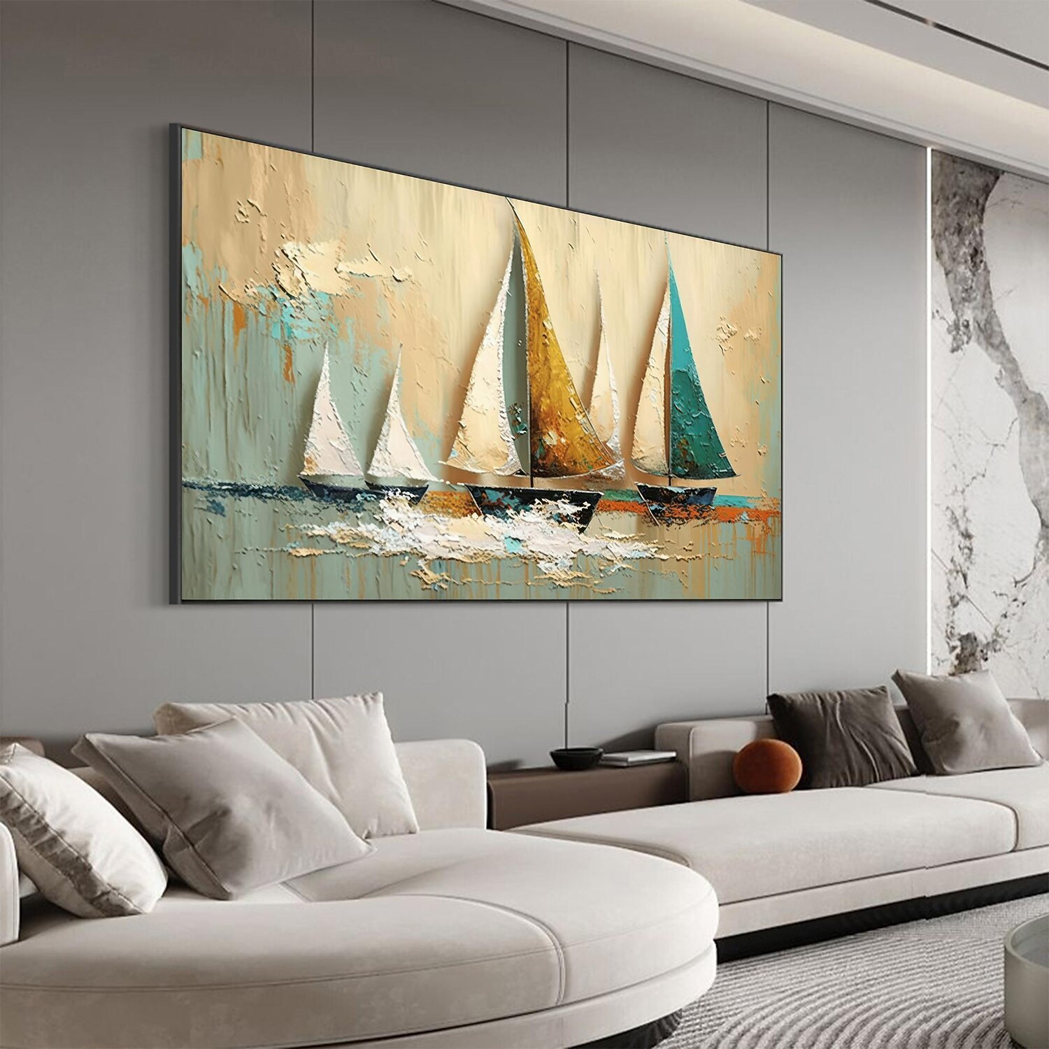 Ручная работа, оригинальная морская картина маслом, парусник на холсте, настенное искусство, декор, абстрактная пейзажная картина для домашнего декора с натянутой рамкой/без внутренней рамы, картина 2025 - $121.99 –P1
