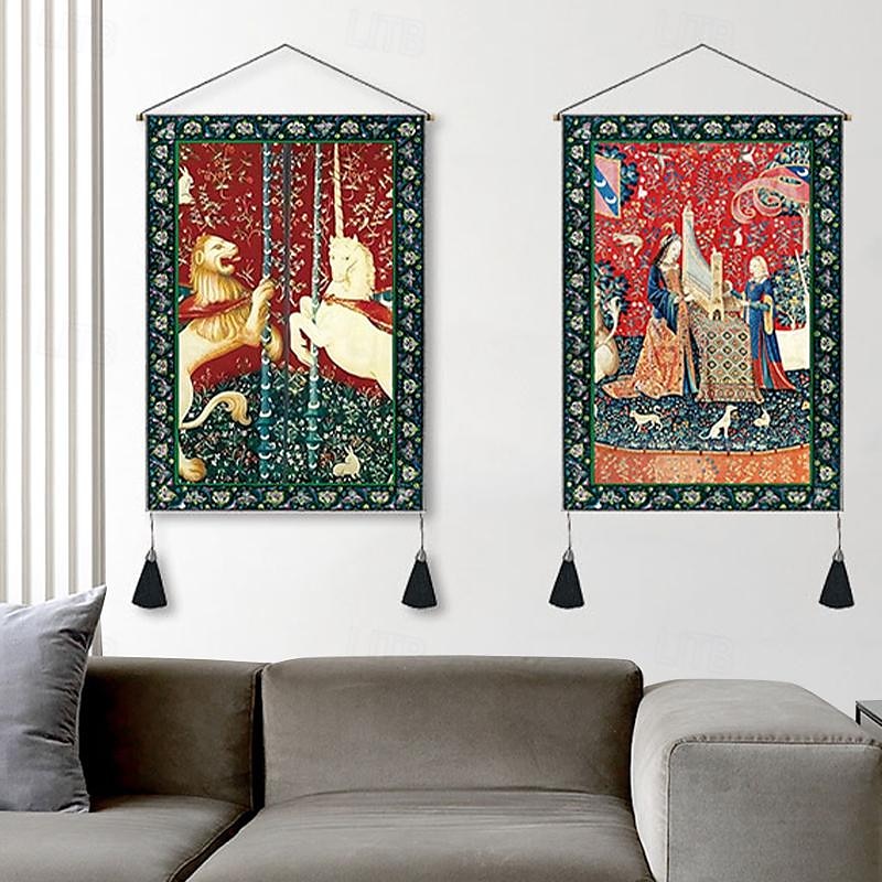 2db-os csomag vintage középkori szőtt faliszőnyeg art dekor takaró függöny otthon hálószoba nappali dekoráció északi pamutvászon bojt 14" x 20" 2025 - $16.99 –P5