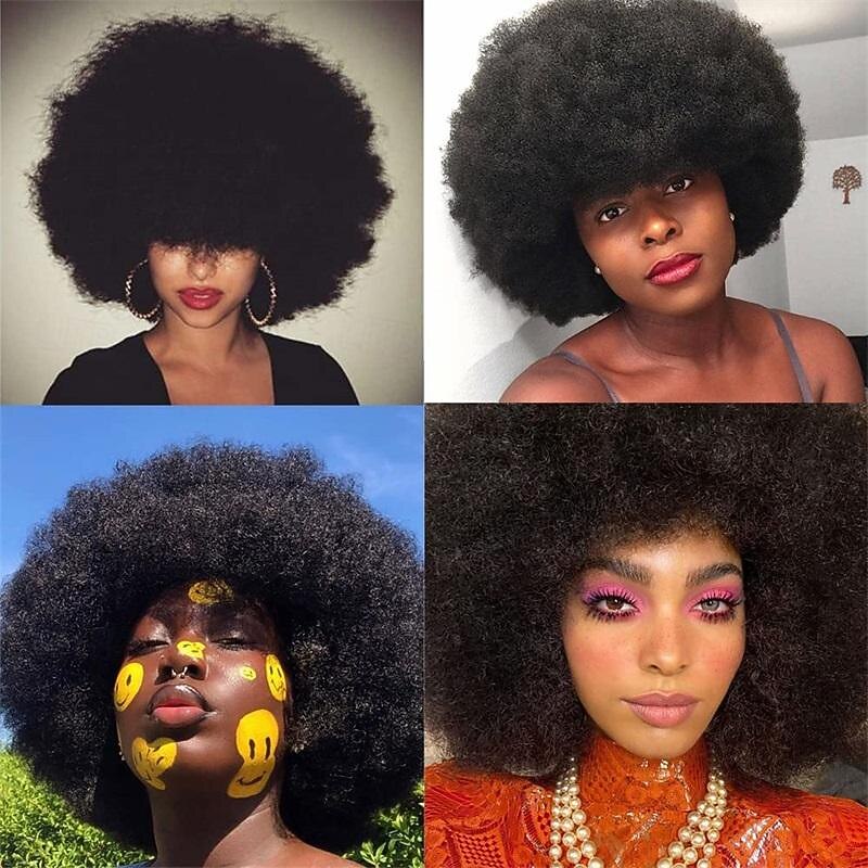 פאות אפרו לנשים שחורות פאת אפרו קצרה בשנות ה-70 פאת אפרו דיסקו נפוחה לנשים פאת מסולסלת באורך 10 אינצ' מראה טבעי פאה סינתטית יומית פאות ליל כל הקדושים 2025 - $19.49 –P6