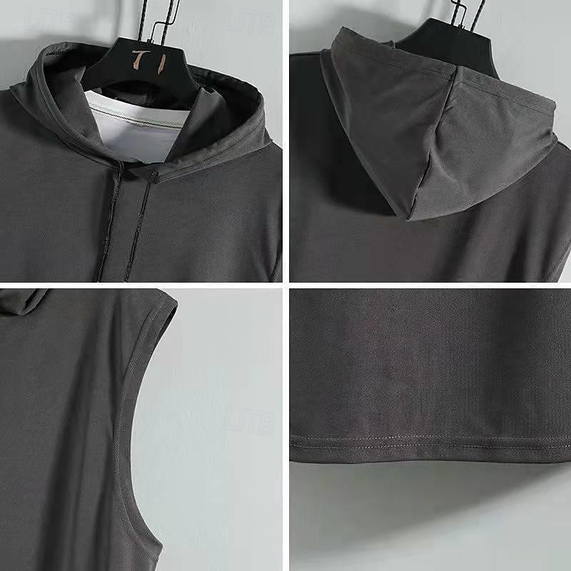 Herr Linne Undertröjor Ärmlös tröja Ärmlös Huva Sommar Slät Mode Designer Grundläggande Semester Gata Utekväll Svart Vit Blå Topp t-shirt för män 2025 - $10.49 –P6
