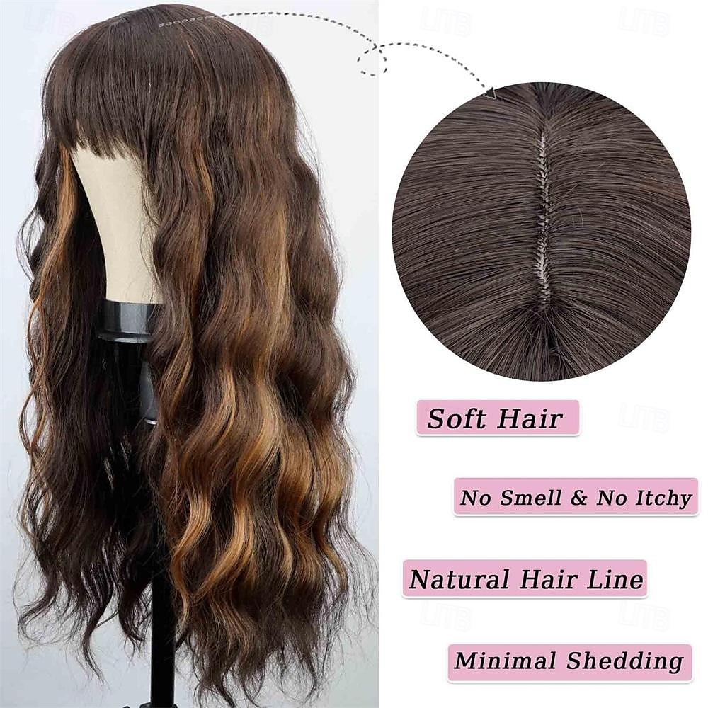 Green Wig with Bangs Soft Long Wavy Wigs for Women Curly Synthetic Fiber Wig Replacement Halloween Costumes Cosplay Party Wigs St.Patrick's Day Wigs 2025 - $21.99 –P5