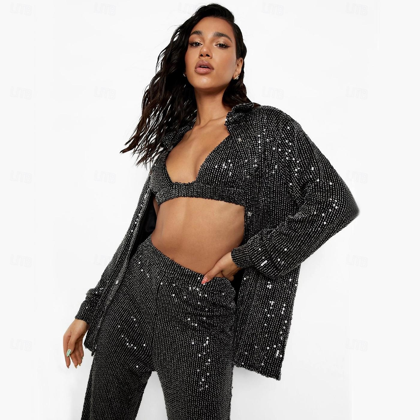 Retrò Vintage Disco Anni '80 Pantaloni Abiti Camicia Per donna Feste Club Parata dell'Orgoglio Adulti Primavera & Estate del 2025 a $17.49 –P8
