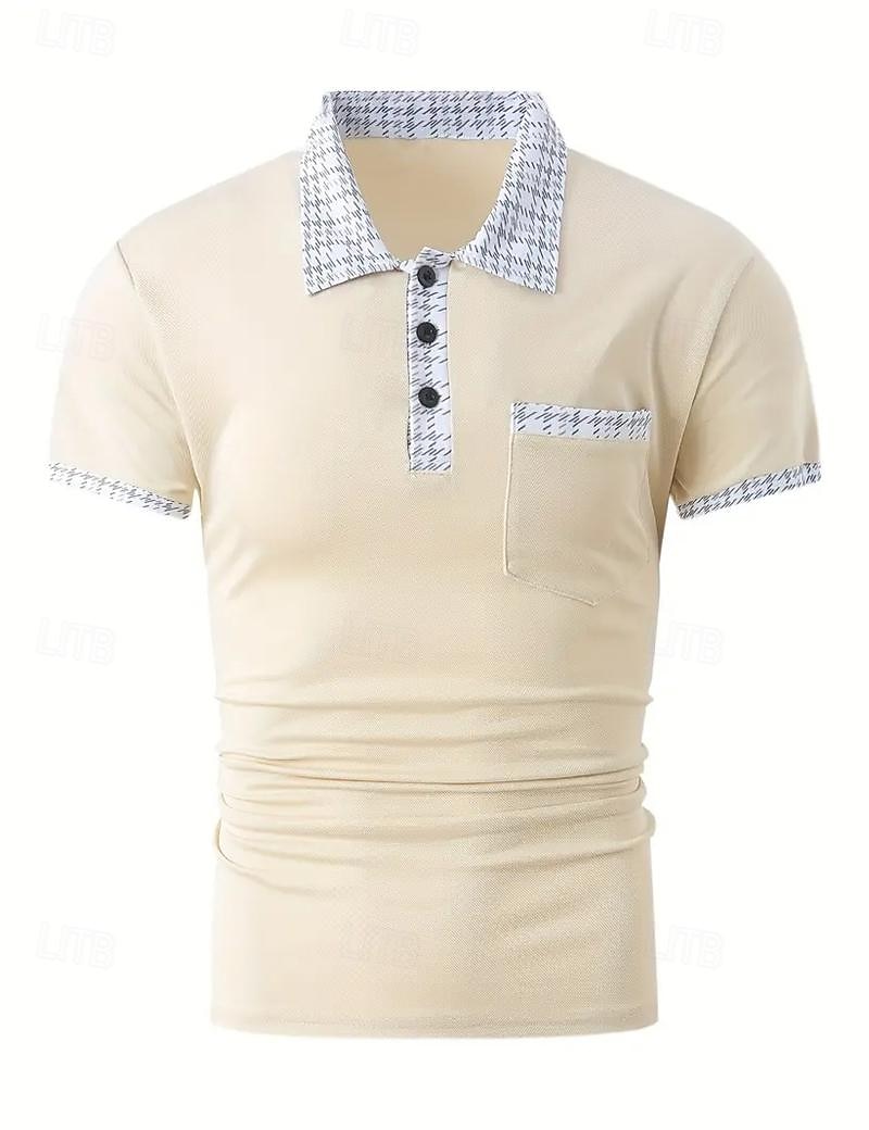 Férfi POLO trikó Button Up Polos Hétköznapi Sport Hajtóka Rövid ujjú Divat Alap Színes Tyúklábminta Kollázs Zseb Nyár Normál Fekete Fehér Tengerészkék Medence Khakizöld POLO trikó 2025 - $17.99 –P11