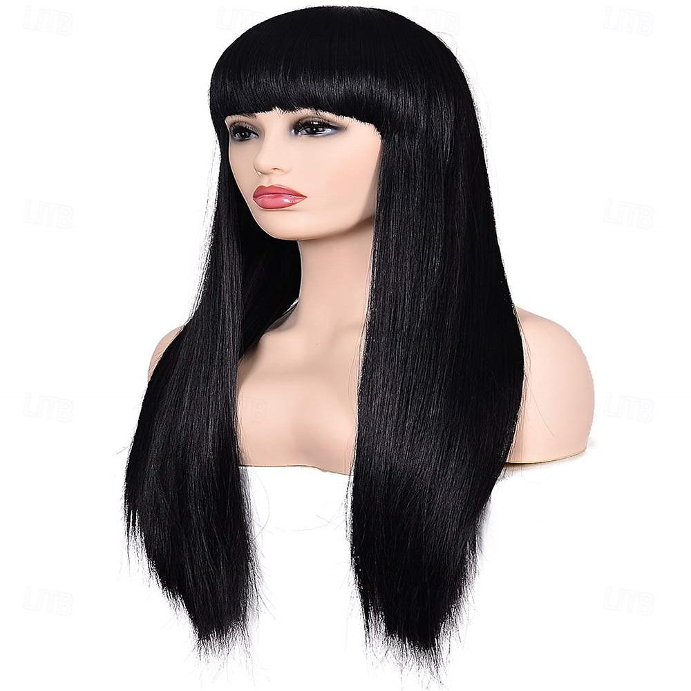 Dames 26 lange rechte groene synthetische bestendige haarpruiken met pony Natuurlijk ogende pruik voor dames Halloween cosplay St. Patrick's Day pruiken 2025 - $20.99 –P2