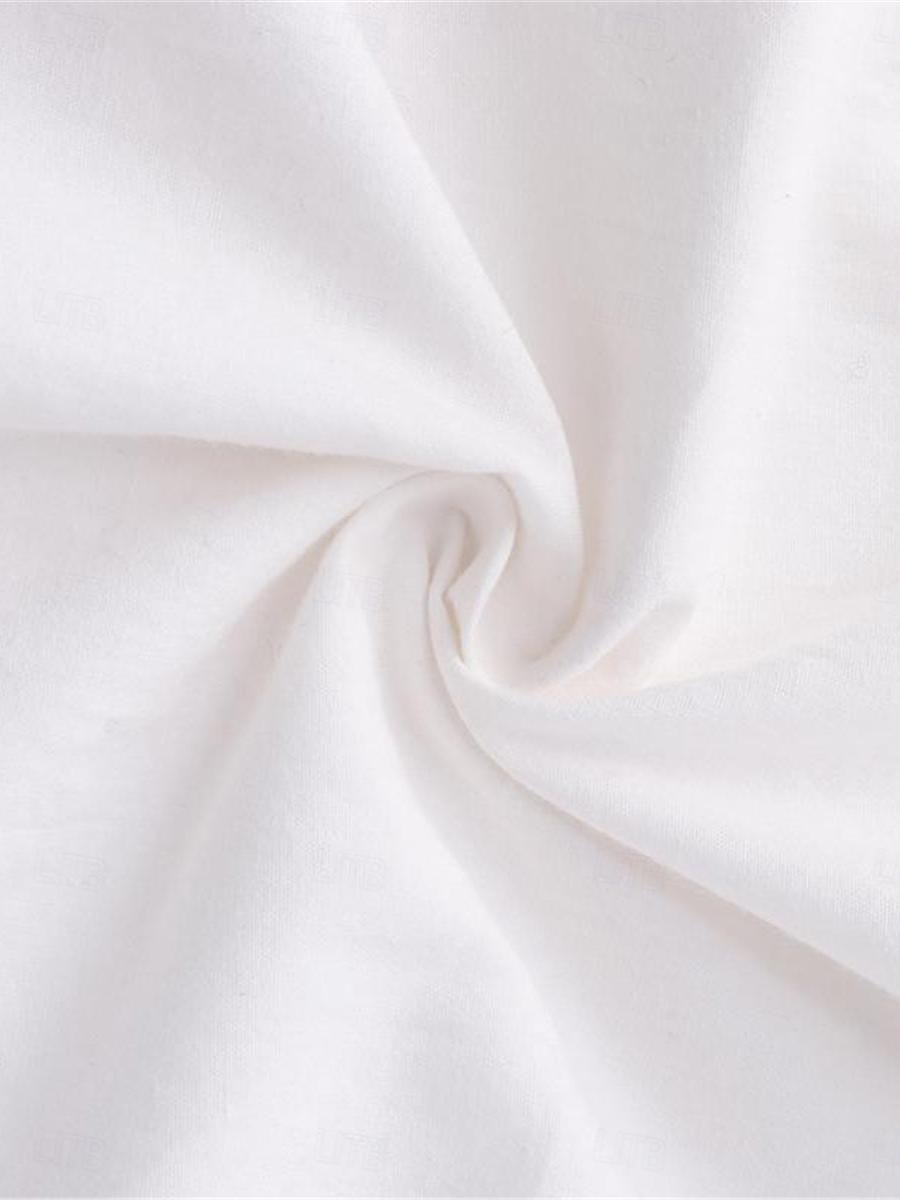 Damen mittellanges Kleid weiß gestuft Bohemian Stil kurze Puffärmel lässig fließend Strand Sommer atmungsaktive Baumwolle Kleidung Bekleidung 2025 - $46.99 –P11