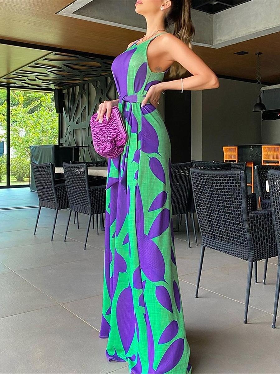 Mulheres Normal Macacão Roupa de rua Floral Sem Manga Halter pescoço Cintura Alta Imprimir Rua Diário Normal Vermelho Verde Verão de 2025 por $31.99 –P3