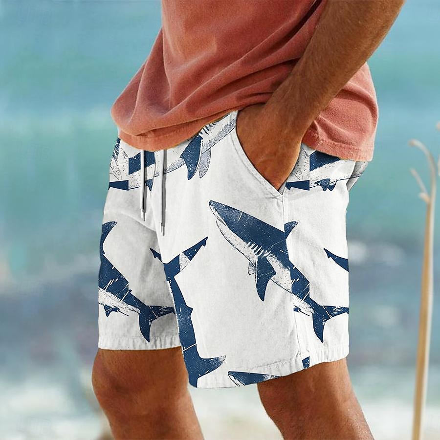 Miesten Hai meren elämää Uimashortsit Surffishortsit Uimahousut Keskivyötärö Loma Havaijilainen Lomakeskuksen tyyli Loma Pyhäpäivä Hiekkaranta Kurenauha verkkovuorella Joustava vyötärö Suunnittelija 2025 - $19.99 –P1