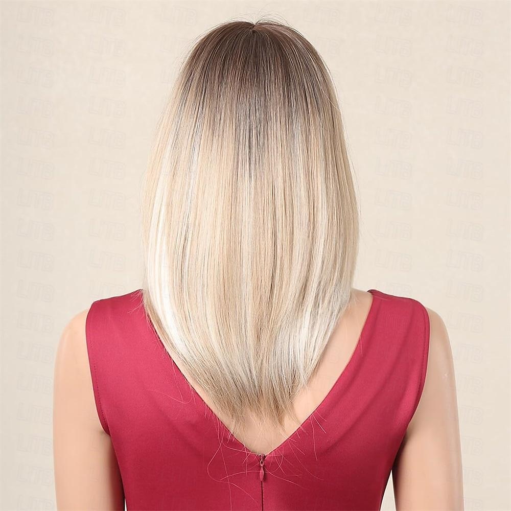 parrucca bionda con frangia parrucche bionde corte e ondulate con radici scure per donne capelli sintetici resistenti al calore parrucche carine dall'aspetto naturale per del 2025 a $18.99 –P3