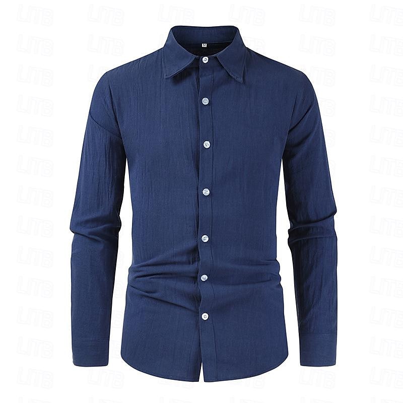 Per uomo Camicia Camicia di lino Camicia Estiva Camicia da Spiaggia Semplice Vacanza Camicia hawaiana Nero Rosa Blu marino Viola Manica Lunga Bavero Primavera & Autunno Abbigliamento Bottonato del 2025 a $25.99 –P5