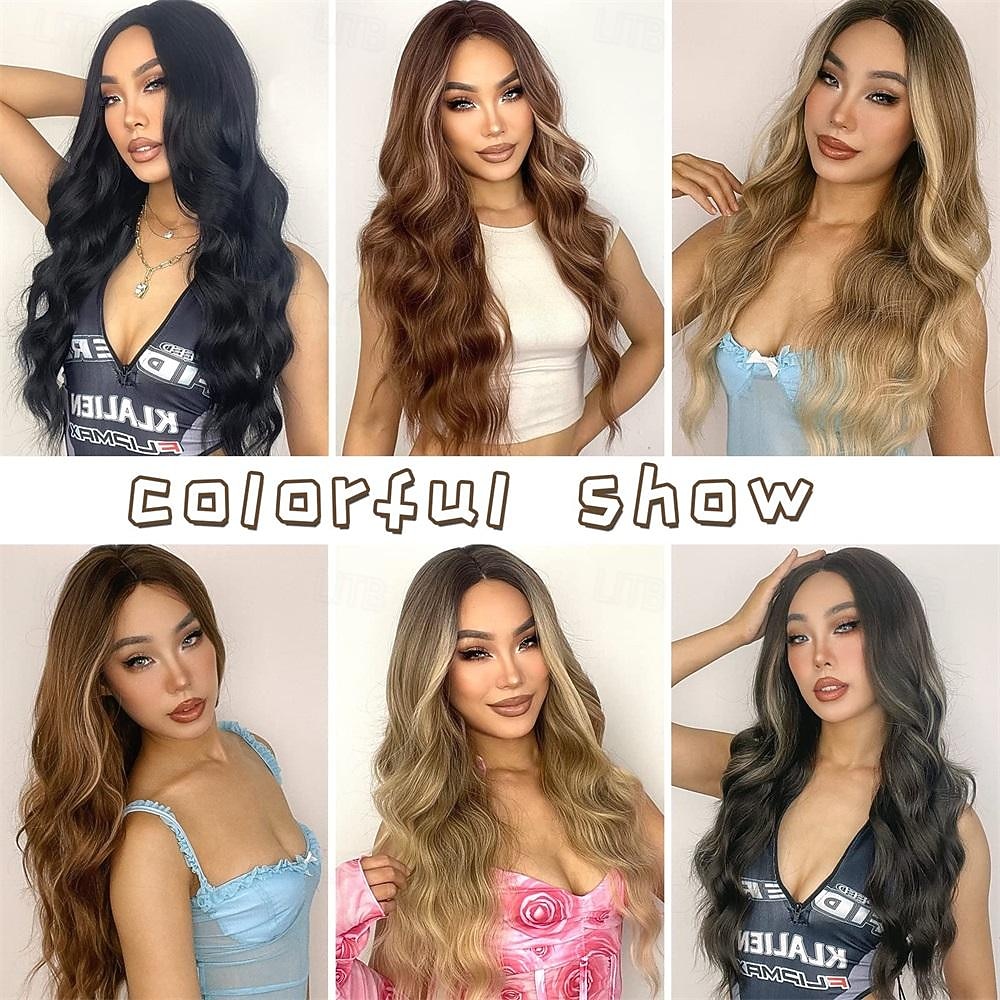 длинные черные парики для женщин, 26-дюймовый длинный вьющийся парик, натуральный синтетический термостойкий парик из термостойкого волокна, черный волнистый парик для ежедневного использования на 2026 - $29.99 –P12
