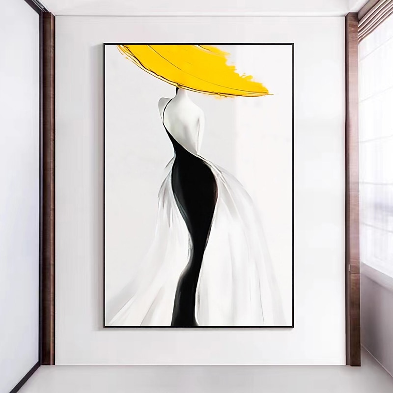 Женщина в желтой шляпе, современная абстрактная сексуальная женская фигура, холст, картина, ручная роспись, настенное искусство для гостиной, домашний декор, без рамки 2025 - $80.99 –P6