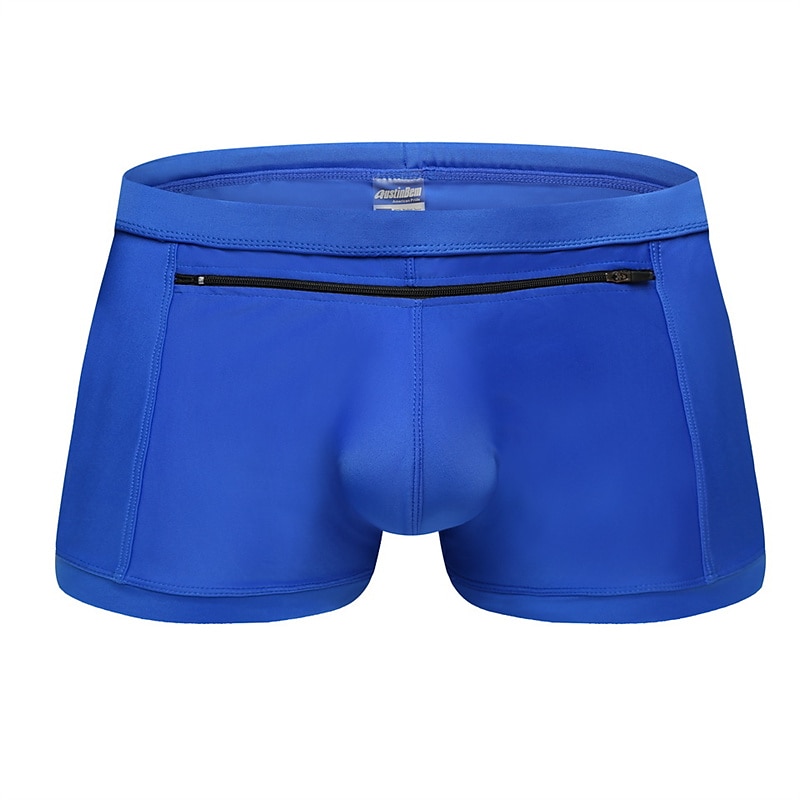 Men's Boxer Swim Shorts Beach Shorts Going out Weekend Soft Comfortable Elastic Waist Zipper Pocket Plain Short Gymnatics Casual Activewear Lake blue Black 2025 - $17.99 –P6