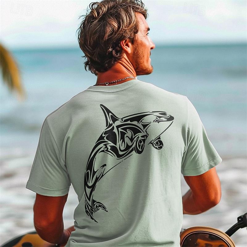 Homme Graphic Animal Requin T shirt Manche Courte T-shirt 3D effet Col Ras du Cou Chemise du quotidien Hawaïen Style complexe Sport extérieur Vacances Sortie Blanche Vert Claire Rose Claire Printemps de 2025 ? $17.99 –P2