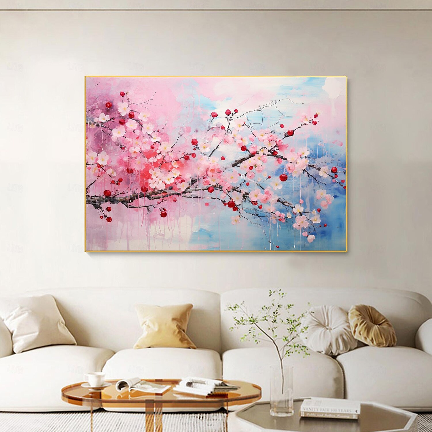 Handmade Original Cherry flower Oil Painting On Canvas Wall Art Decor Abstract Landscape Painting for Home Decor With Stretched Frame/Without Inner Frame Painting 2025 - $175.99 –P5