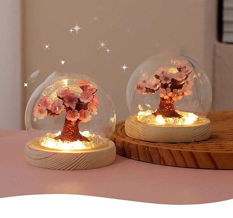 Bricolage fait à la main cerisier fleur arbre fleur de pêche veilleuse créative lumière ambiante chambre confortable ornements décoratifs de 2025 ? $19.49 –P7