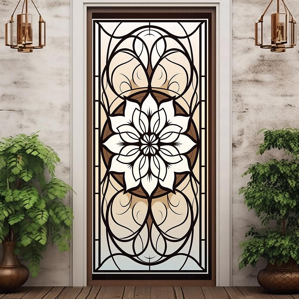 витражи цветочные дверные покрытия фреска декор дверной гобелен дверной занавес украшение фон дверной баннер съемный для входной двери в помещении и на открытом воздухе украшение для дома и комнаты 2026 - $23.99 –P18