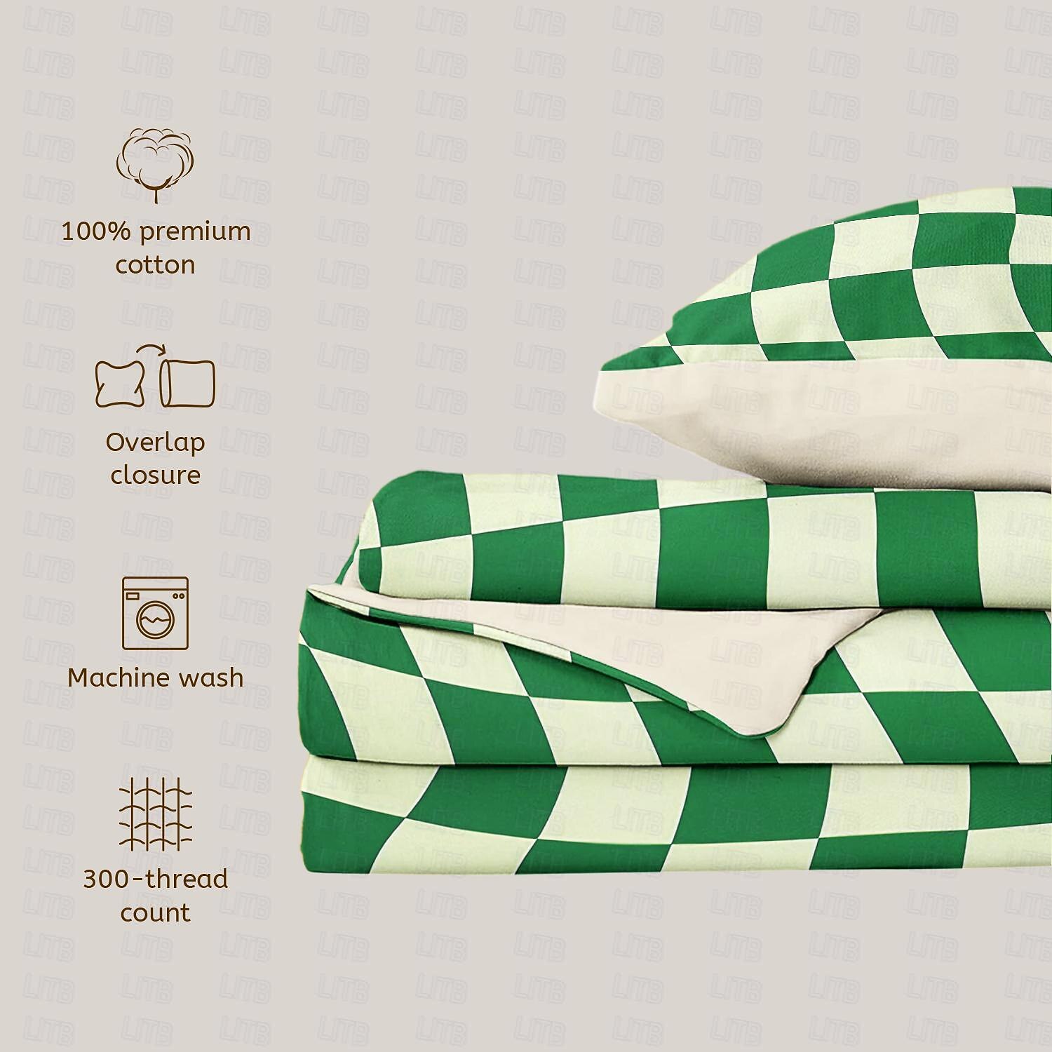 l.t.home Parure de lit réversible en satin 100 % coton de qualité supérieure, 300 fils au pouce carré, ensemble de literie élite géométrique de 2025 ? $30.99 –P5