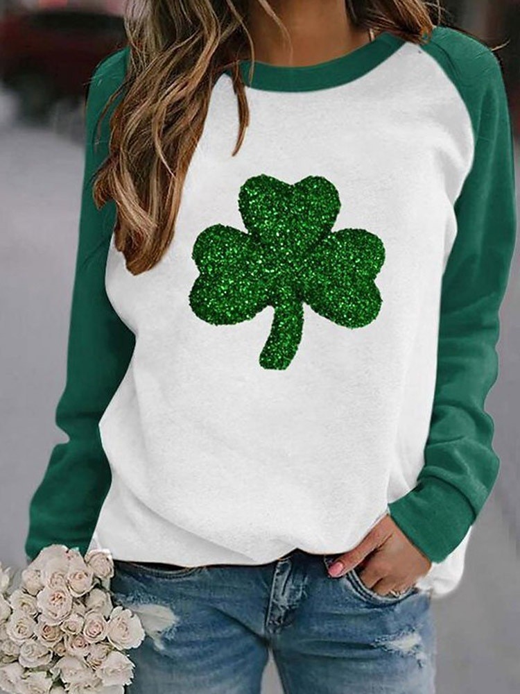 Rochie pentru femei de Ziua Sf. Patrick cu trifoi îmbrăcăminte activă sport cu mânecă lungă guler rotund tops obișnuite imprimeu casual verde iarbă verde măsliniu verde deschis verde închis toamnă și 2025 - $24.99 –P3