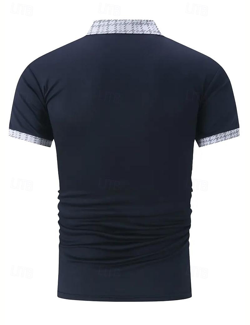 Férfi POLO trikó Button Up Polos Hétköznapi Sport Hajtóka Rövid ujjú Divat Alap Színes Tyúklábminta Kollázs Zseb Nyár Normál Fekete Fehér Tengerészkék Medence Khakizöld POLO trikó 2025 - $17.99 –P9