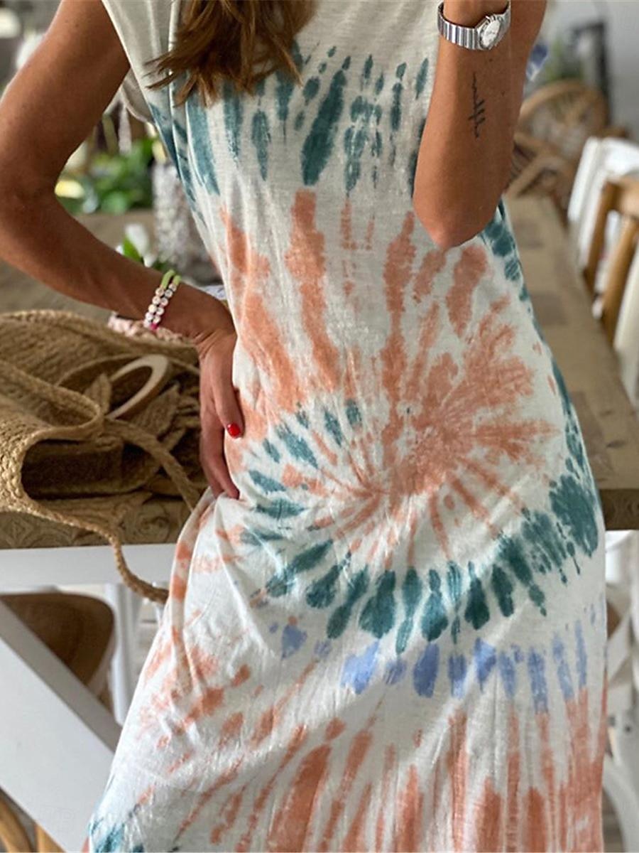Női Hosszú ruha Maxi ruha hétköznapi ruha Boho elegáns ruhák Boho ruha Csehország Utcai sikk Vakáció Utca Szabadság Normál Batikolt Ujjatlan Terített nyak Fehér Nyár 2025 - $25.99 –P2