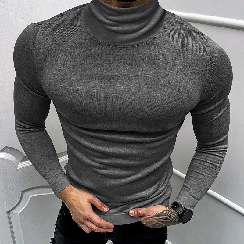 Men's T Shirt Tee Turtleneck shirt Knit Tee Long Sleeve Turtleneck Spring & Fall Plain Fashion Designer Basic Knit Vacation Street Going out Black Wine Navy Blue Top Tee for Men 2025 - $25.99 –P6
