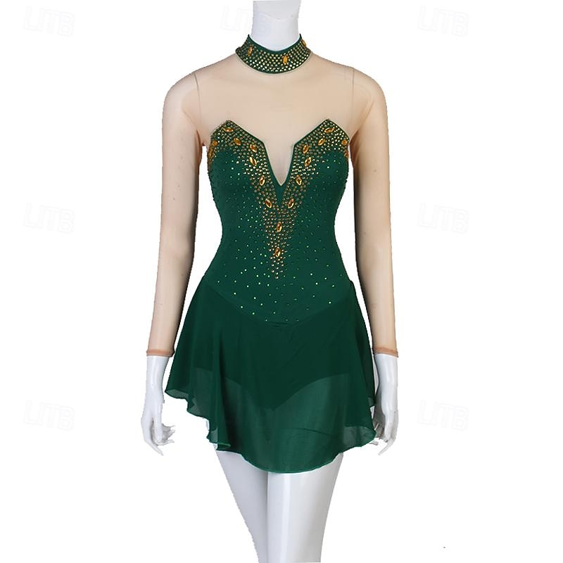 Dance Salsa Latin Dance Dress Rhinestone Women's Performance Training Long Sleeve High Spandex Tulle 2026 - $180.99 –P17