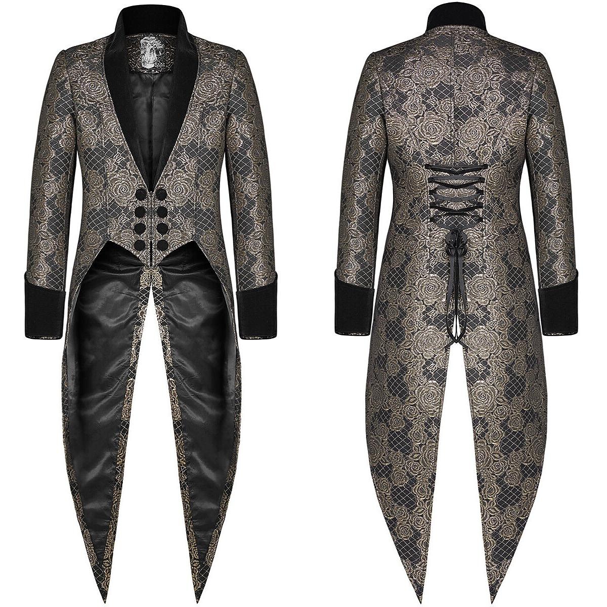 Punk & Gothic Medieval Coat Masquerade Ren Faire Prince Knight Ritter Nobleman Men's Royal Steampunk Party / Evening Adults' Coat 2025 - $52.99 –P1