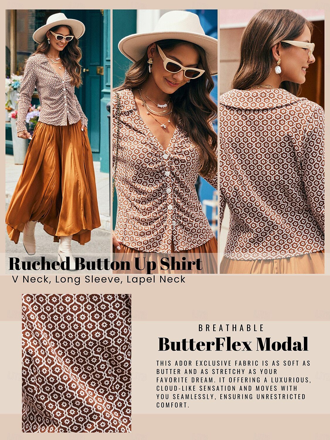 blusa camisa slim com estampa floral de 2025 por $51.99 –P1