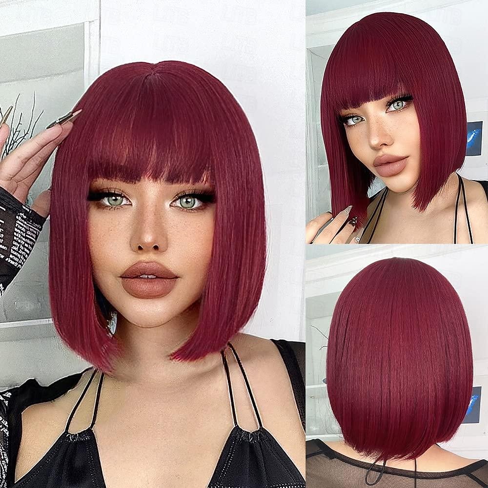 Parrucca ombre rosa parrucche bob ondulate corte per donne con frangia lunghezza spalla parrucca sintetica per cosplay e feste per ragazze parrucche colorate per uso quotidiano parrucche di Halloween del 2025 a $18.49 –P11