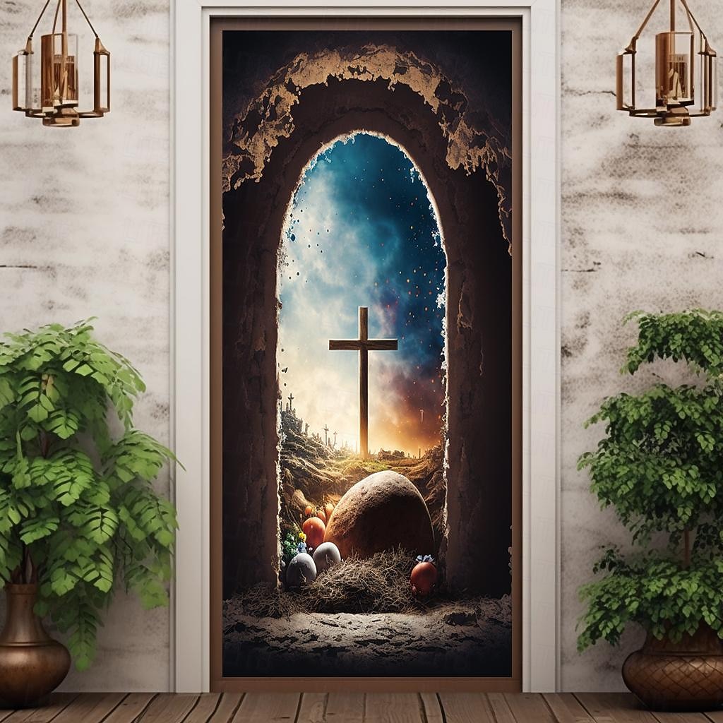 Kruis Deurcovers Muur Decor Deurtapijt Deurlijn Decoratie Achtergrond Deurbanner Verwijderbaar voor Voordeur Binnen Buiten Thuis Kamer Decoratie Boerderij Decoratie Voorzieningen 2026 - $24.99 –P3