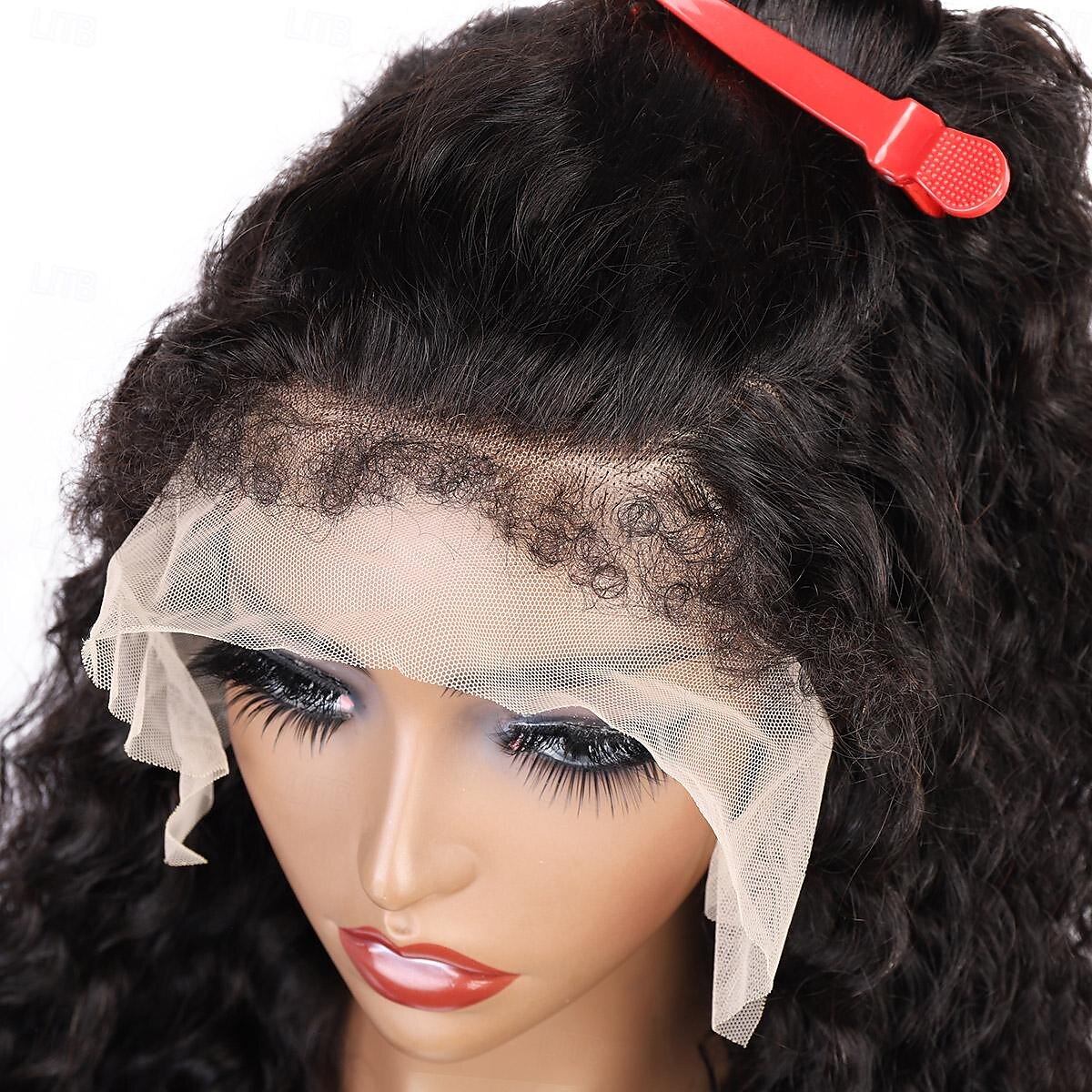 13x4 lace front pruik van echt haar, 4c-krullend golvend natuurlijk haar, 150% dichtheid met 4c babyhaar 2025 - $314.69 –P5
