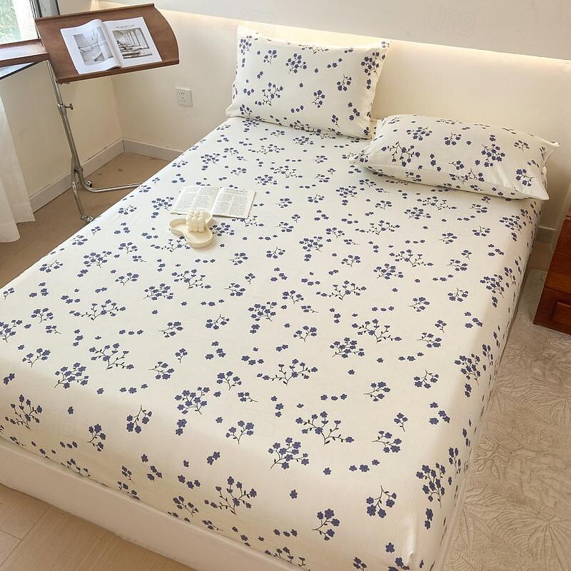 Lençol de cama 100% algodão de 1 unidade com capa de cama de flores pequenas fragmentadas capa de colchão elástica para cama de casal de luxo individual ou dupla disponível em vários tamanhos de 2025 por $22.99 –P13