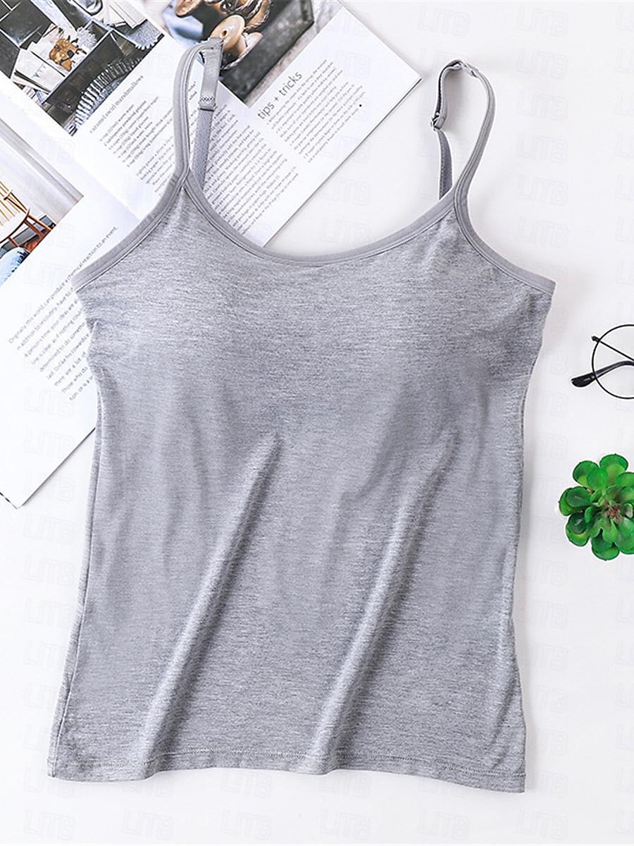 Women's Pajamas Top Pure Color Simple Comfort Daily Rayon Breathable Straps Sleeveless Strap Top Backless Chest pads Summer Spring Home Outfits 2025 - $14.49 –P2