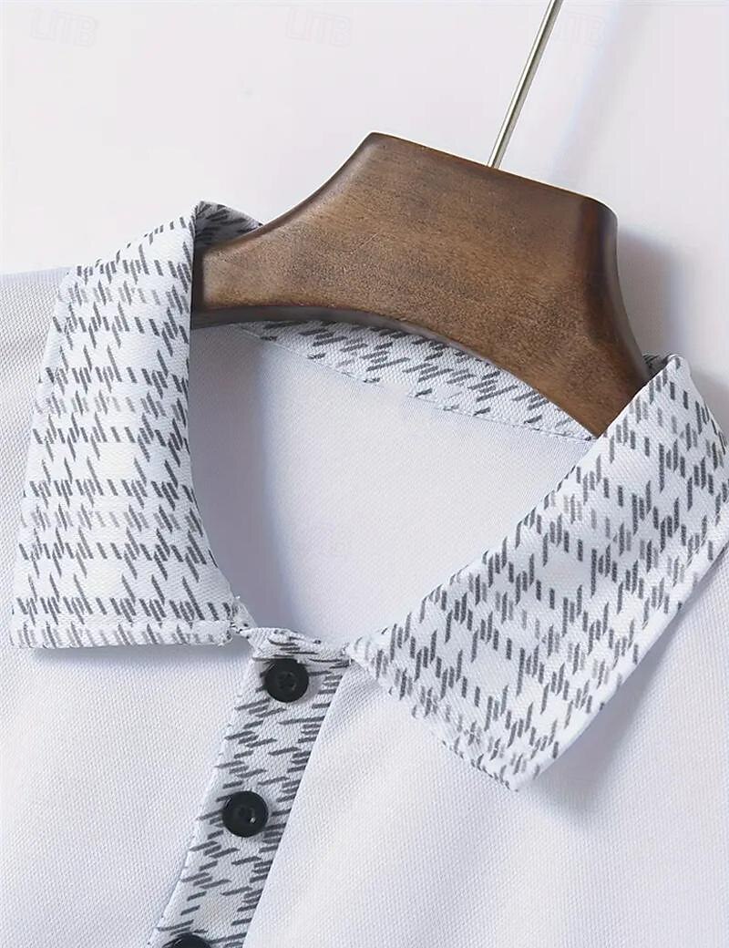 Férfi POLO trikó Button Up Polos Hétköznapi Sport Hajtóka Rövid ujjú Divat Alap Színes Tyúklábminta Kollázs Zseb Nyár Normál Fekete Fehér Tengerészkék Medence Khakizöld POLO trikó 2025 - $17.99 –P16