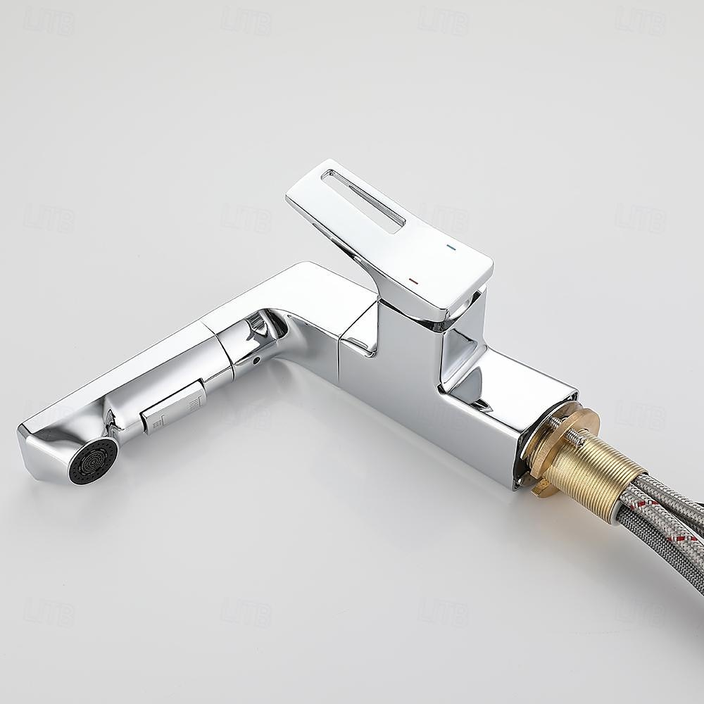 Bathroom Sink Faucet - Rotatable / Pull out / Classic Electroplated Centerset Single Handle One HoleBath Taps 2025 - $218.69 –P1