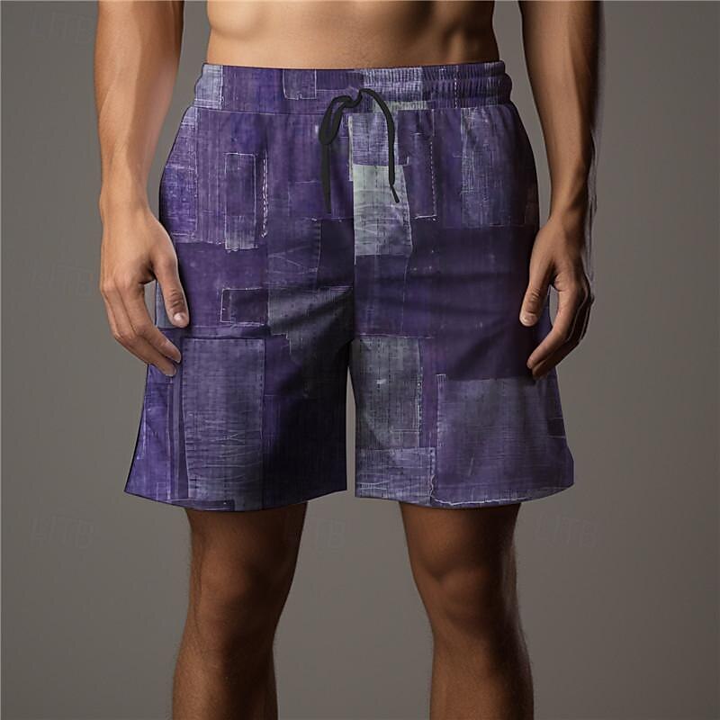 Men's Plaid Color Block Patchwork Swim Shorts Board Shorts Swimming Trunks Mid Waist Vacation Hawaiian Holiday Vacation Holiday Beach Drawstring with Mesh lining Elastic Waist Designer Clothing 2025 - $17.99 –P8