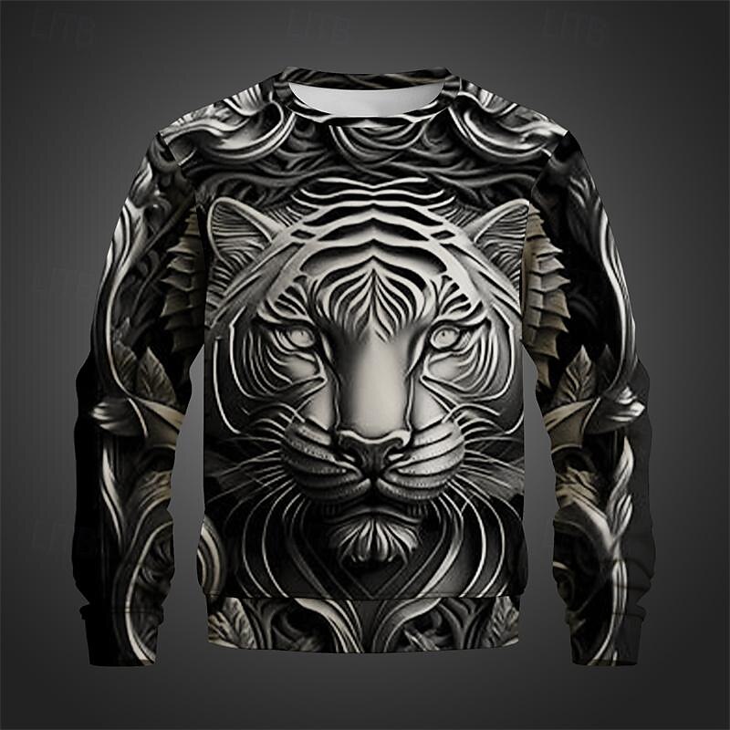 Per uomo Tigre Felpe Felpa Manica lunga Felpa Girocollo Di tendenza Informale Stile di strada Stampa 3D Per uscire Abbigliamento di strada Stampa 3D Primavera & Autunno del 2025 a $29.99 –P11