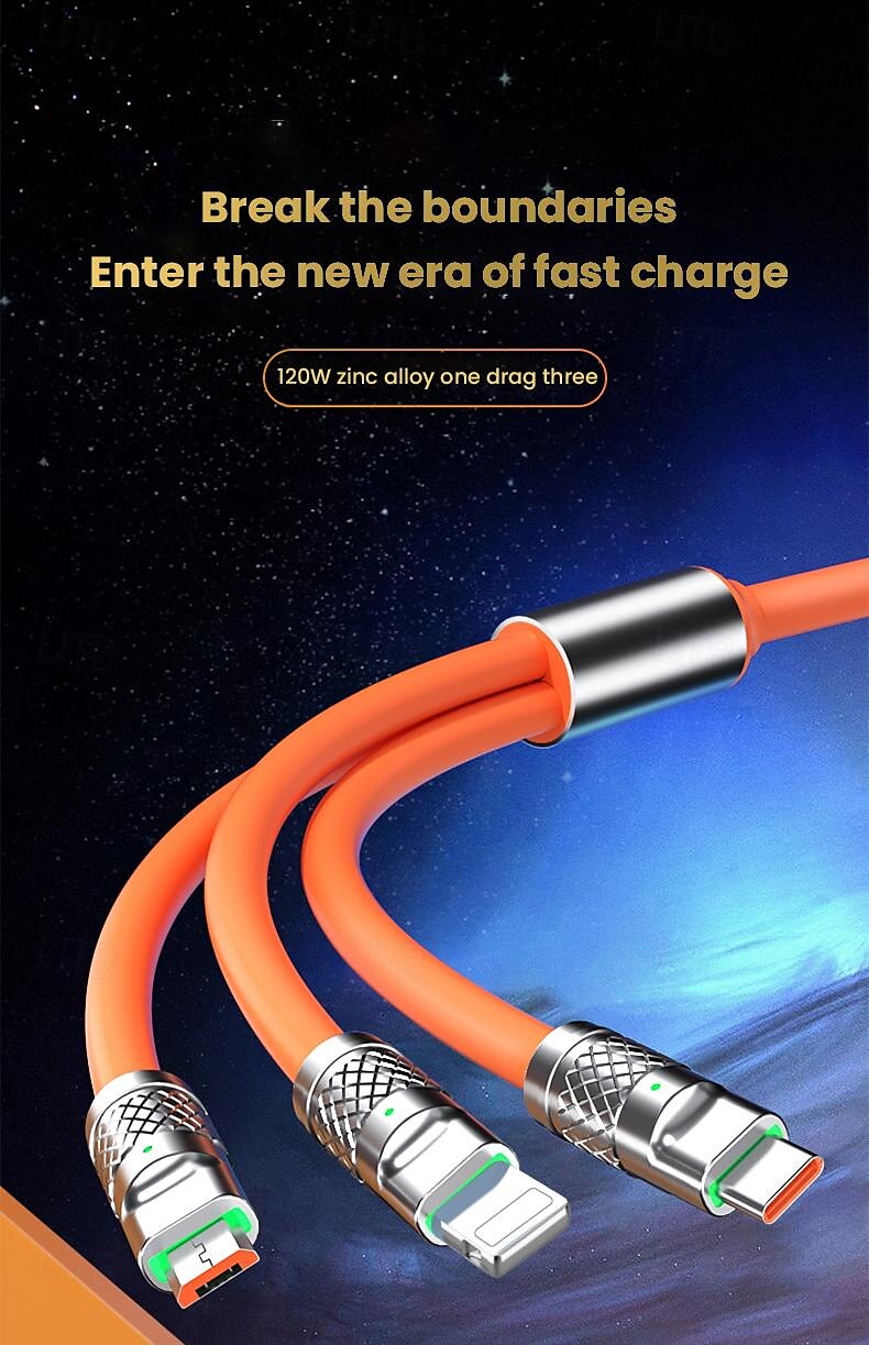 Multi-Ladekabel USB A auf Lightning / Mikro / USB C 2.1 A Ladekabel 3 in 1 Flüssiges Kieselgel Für Samsung Xiaomi Huawei Handy-Zubehör 2025 - $11.99 –P1