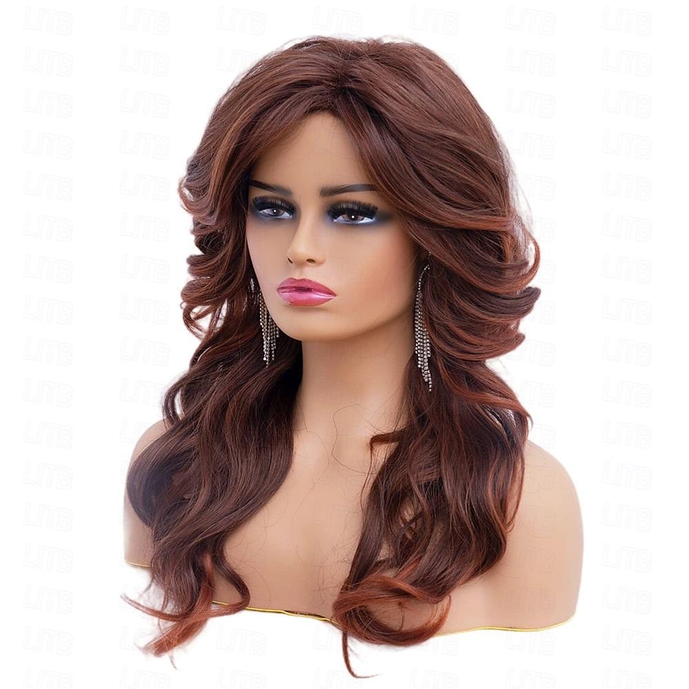 Rugelyss Vintage Wigs Dark Brown Rednish Maroon Wig for Women Lady Natural Synthetic Full Wigs for 70s Cosplay Costume Disco Hair Wig Halloween Wigs 2026 - $20.99 –P8